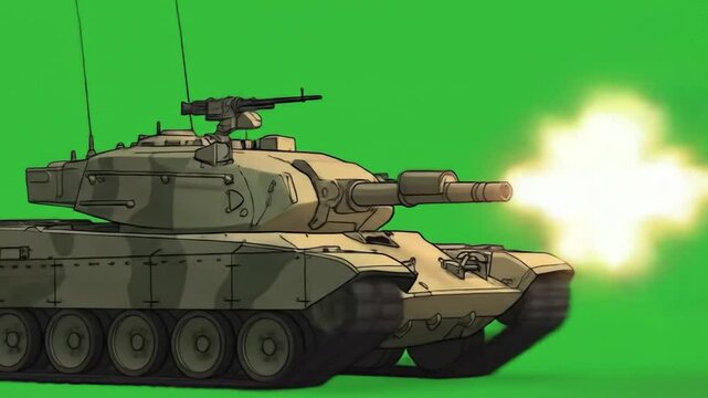 Cartoon tank firing missile