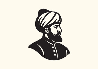 Vintage Silhouette of a Ottoman Sultan in Traditional Clothing vector