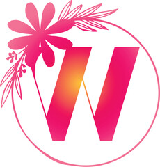 Floral Letter W Monogram Logo Design