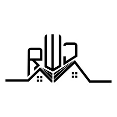 RWJ Real State logo design, RWJ simple and modern logo. RWJ luxurious alphabet design