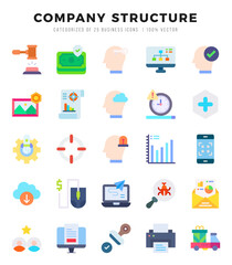 Fototapeta premium Company Structure web icons in Flat style.