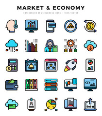 icons set. Market & Economy for web. app. vector illustration.