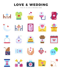 Set of Flat Love & Wedding Icons. Flat art icon. Vector illustration