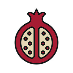 Colorful pomegranate icon for juice, diet, and fruit product visuals.