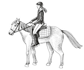 Equestrian rider in dressage uniform on horseback