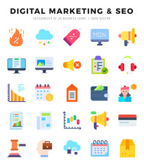 DIGITAL MARKETING & SEO Icon Bundle 25 Icons for Websites and Apps