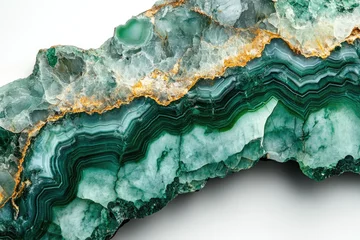 Wall murals A mesmerizing green agate slice reveals intricate banding and textures, showcasing nature's artistry.