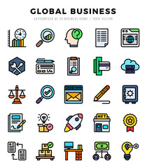 Global Business web icons in Lineal Color style.