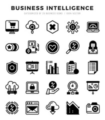 Business Intelligence Icons Pack Lineal Filled Style. Vector illustration.