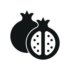 Bold pomegranate glyph icon, ideal for food brands and wellness design.