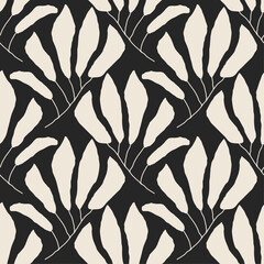 Trendy minimalist seamless botanical pattern with abstract creative hand drawn composition