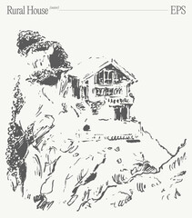 Charming Rural House Perched on a Cliff Enjoying a Serene Landscape Overlooking Nature