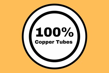 Stamp of 100% copper tubes, 100% copper tubes stamp, logo, icon, seal, label for packaging 