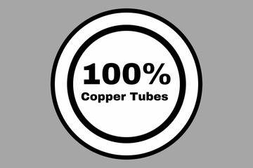 Stamp of 100% copper tubes, 100% copper tubes stamp, logo, icon, seal, label for packaging 