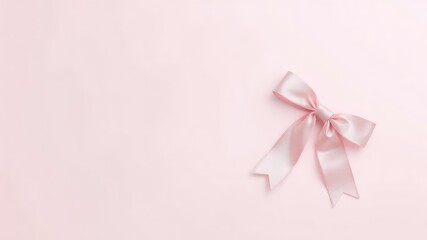 Delicate light pink bow gracefully positioned in the upper right corner, providing a clean, minimalist design with copy space