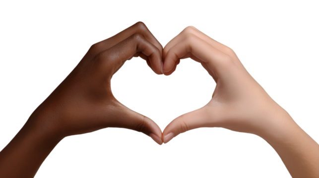 Two hands forming a heart shape unity diversity love - Powered by Adobe