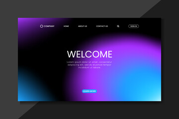 Dark Gradient Landing Page UI Design – Futuristic Purple Blue Web Layout