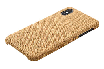 jute back cover of mobile isolated on white background 