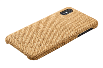 jute back cover of mobile isolated on white background 