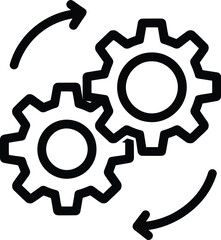 Gear Process Icon – Settings and Automation Symbol with Rotating Gears for Workflow and System Integration