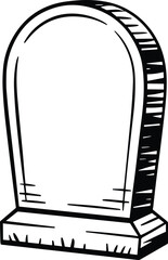 Blank Tombstone Line Art Vector Illustration for Graveyard and Memorial Themes