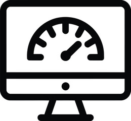 Performance Monitor Icon – Speedometer on Computer Screen for Speed Test, Optimization, and Analytics