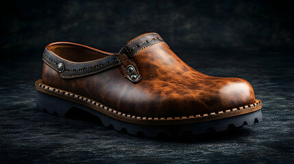 Brown Leather Clog Shoe Product Photography