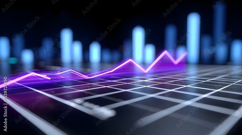 Poster futuristic holographic display showcasing dynamic charts, graphs, and data visualizations for busine