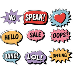 communication tags cartoon speech bubbles isolated vector