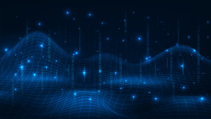 Technology abstract line wave hi-tech dynamic shape composition background