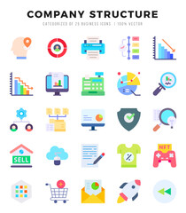 Company Structure Flat icons collection. 25 icon set in a Flat design.