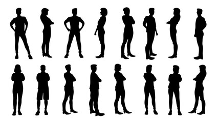 silhouette of large group of people