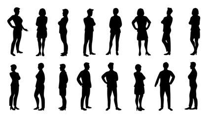 silhouette of large group of people