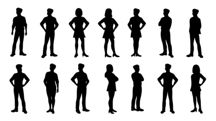 silhouette of large group of people