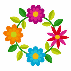 Colorful floral wreath design element