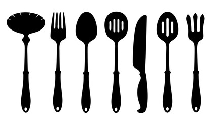 Cutlery set silhouette kitchen silhouette set