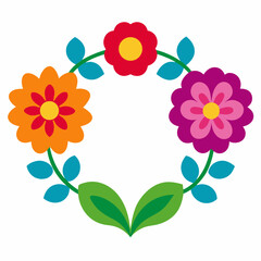 Colorful floral wreath design element