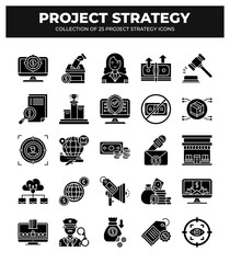Project Strategy Icons: 25 Essential Icons for Business Planning