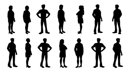 silhouette of large group of people