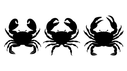 Set crab silhouette. Isolated crab on tranparent background