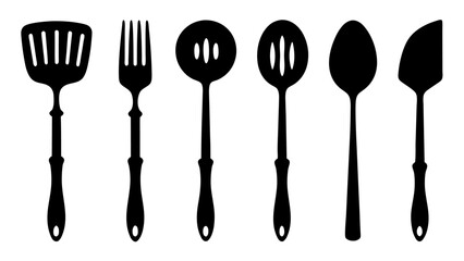 Cutlery set silhouette kitchen silhouette set