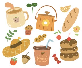 Cute autumn doodle clipart collection