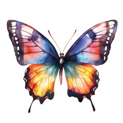 Watercolor butterfly art on transparent background.