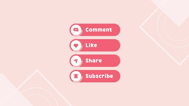 Light Pink Cute Comment Share Like and Subscribe Button YouTube Outro Video 