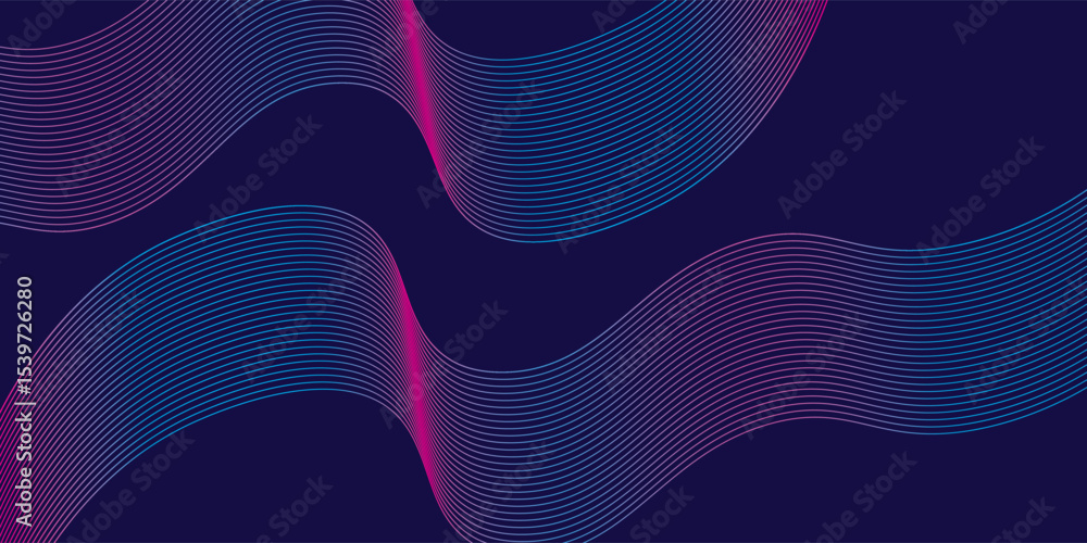 Aufkleber abstract glowing wave lines on dark blue background. dynamic wave pattern. modern flowing wavy lines