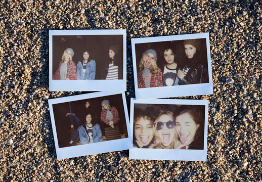 Polaroid Mockup on Sandy Beach Background