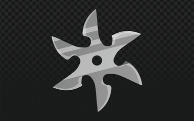 Obraz premium silver-toned shuriken with sharp, stylized blades, presented with a modern graphic aesthetic, ideal for martial arts or gaming-themed designs.