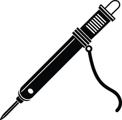 Detailed black and white vector graphic Silhouette illustration of an automatic center punch tool