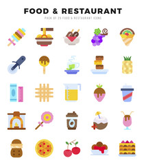 Set of Flat Food and Restaurant Icons. Flat art icon. Vector illustration