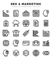 SEO & Marketing Icon Bundle 25 Icons for Websites and Apps